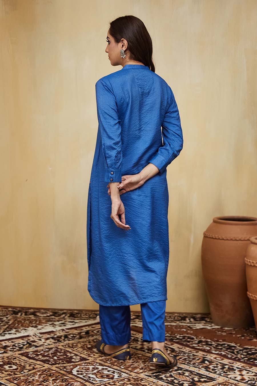 Blue Zayna Embellished Striped Kurta