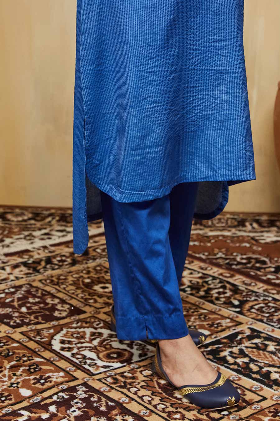 Blue Zayna Embellished Striped Kurta