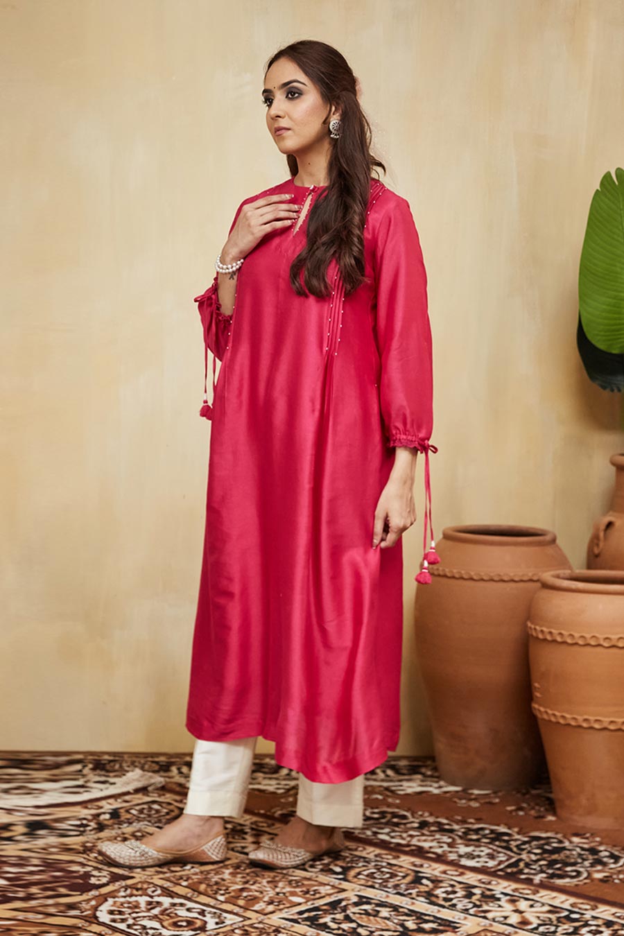 Pink Aisha Embellished Kurta