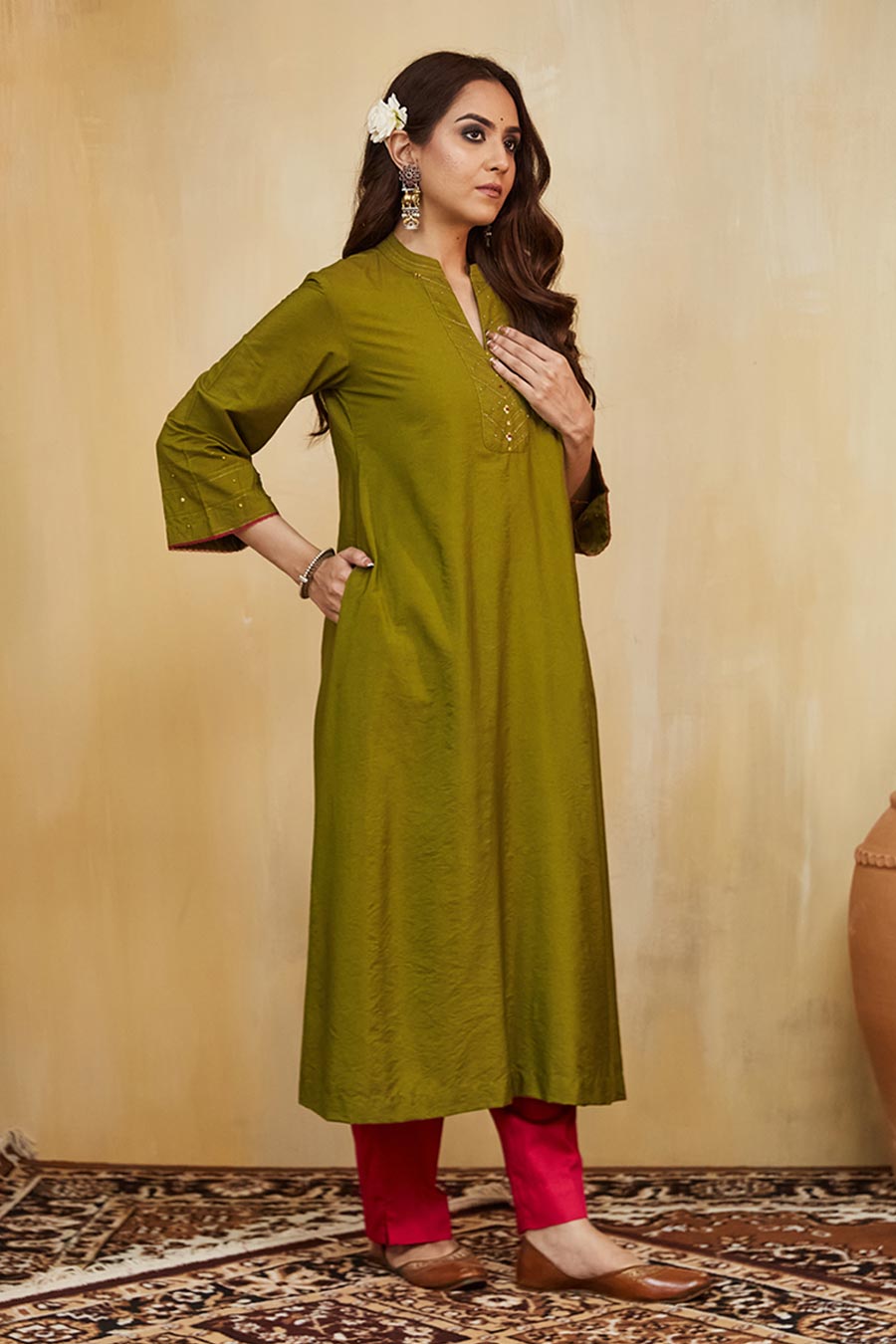 Green Samara Embellished Kurta