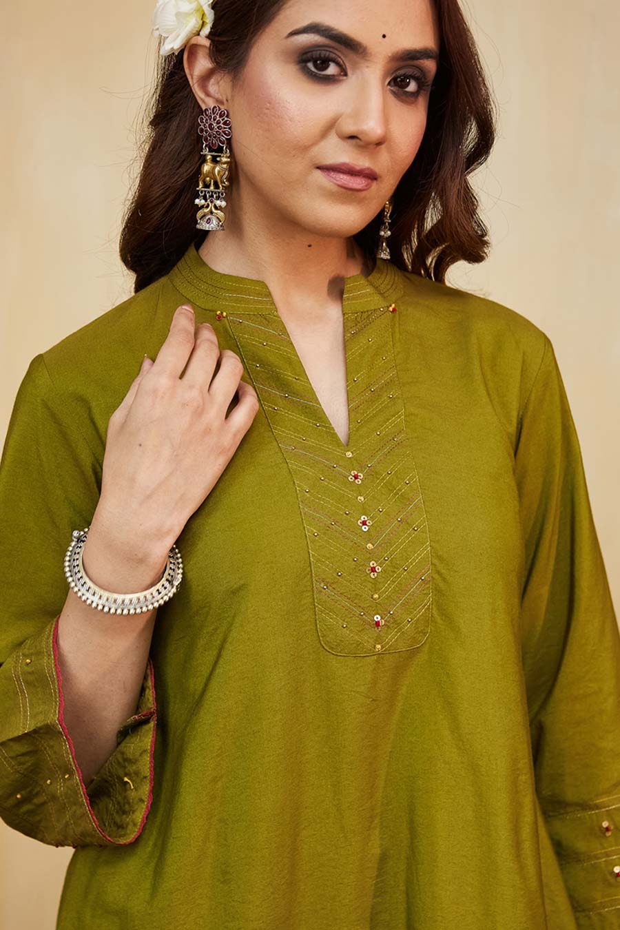 Green Samara Embellished Kurta