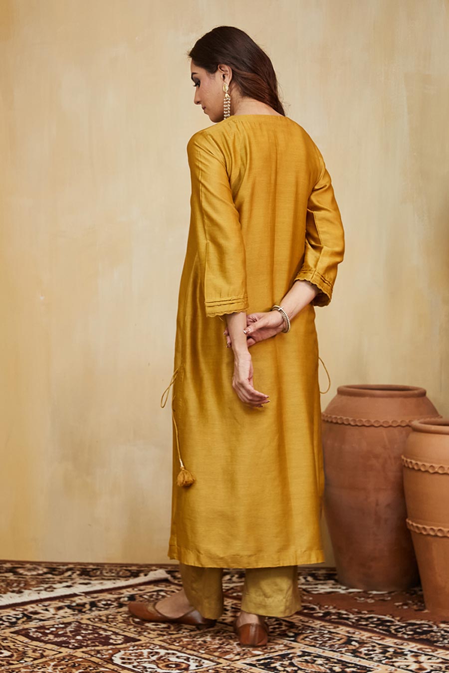 Mustard Nora Embellished Kurta