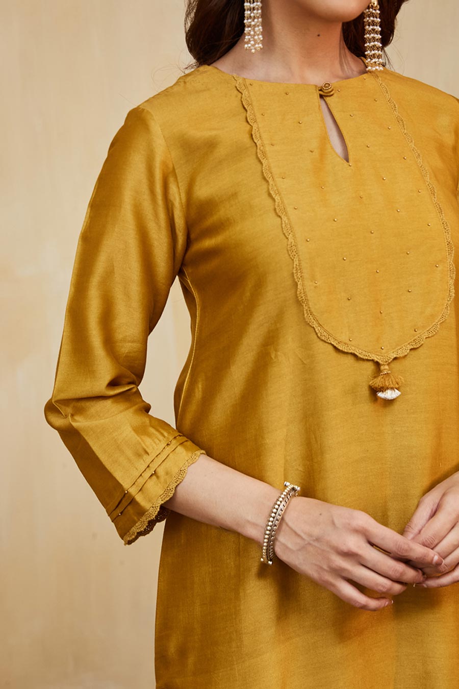 Mustard Nora Embellished Kurta