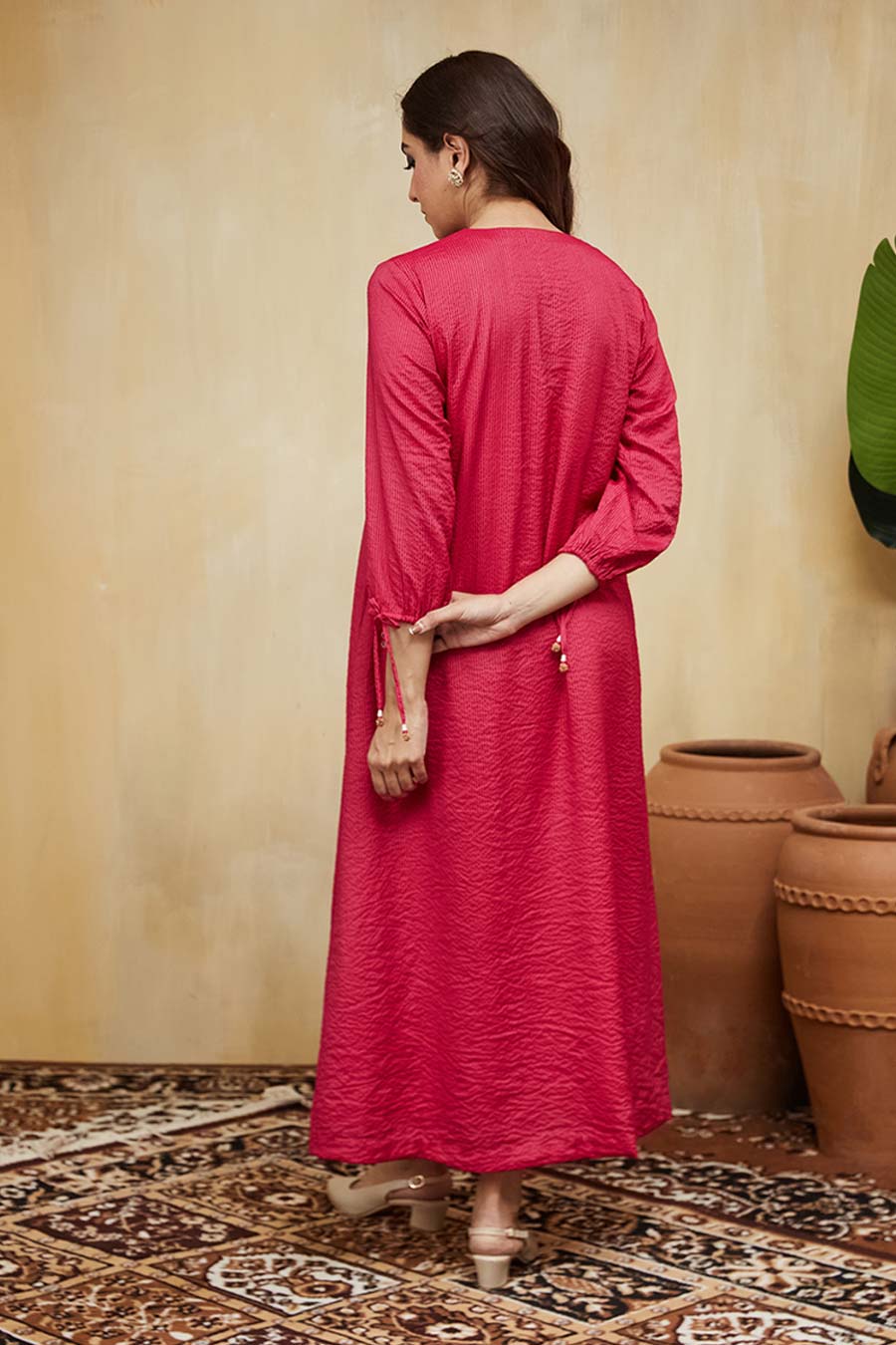 Pink Rashida Embellished Striped Dress
