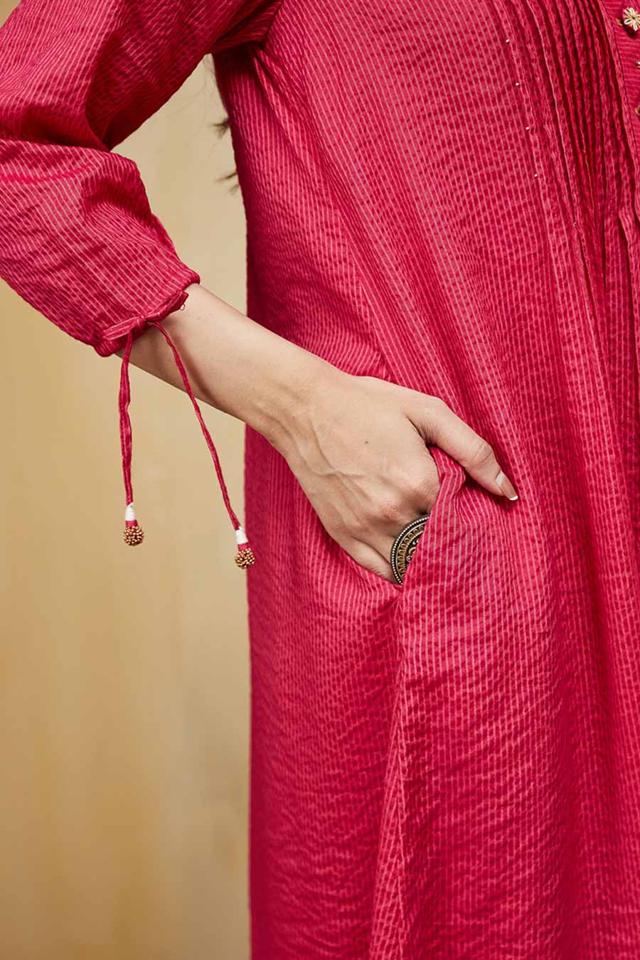 Pink Rashida Embellished Striped Dress