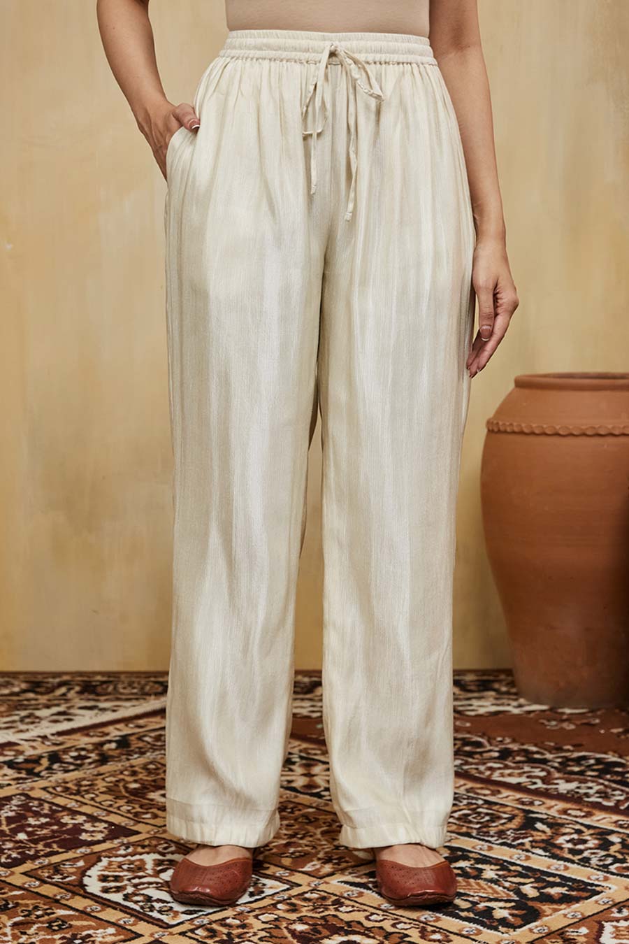 Pink & Off-White Dina Floral Embroidered Kurta Set