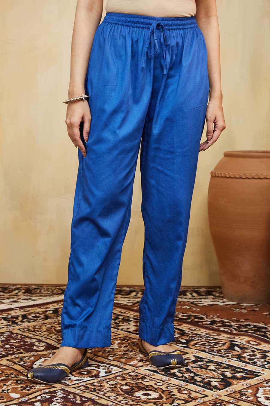Blue Zayna Embellished Striped Kurta & Pant Set