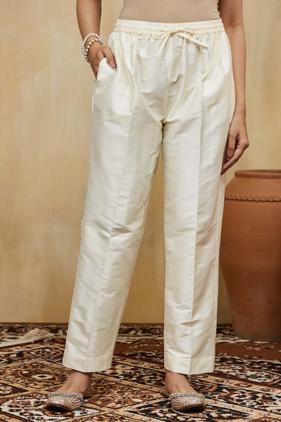 Pink & Off-White Aisha Embellished Kurta Set