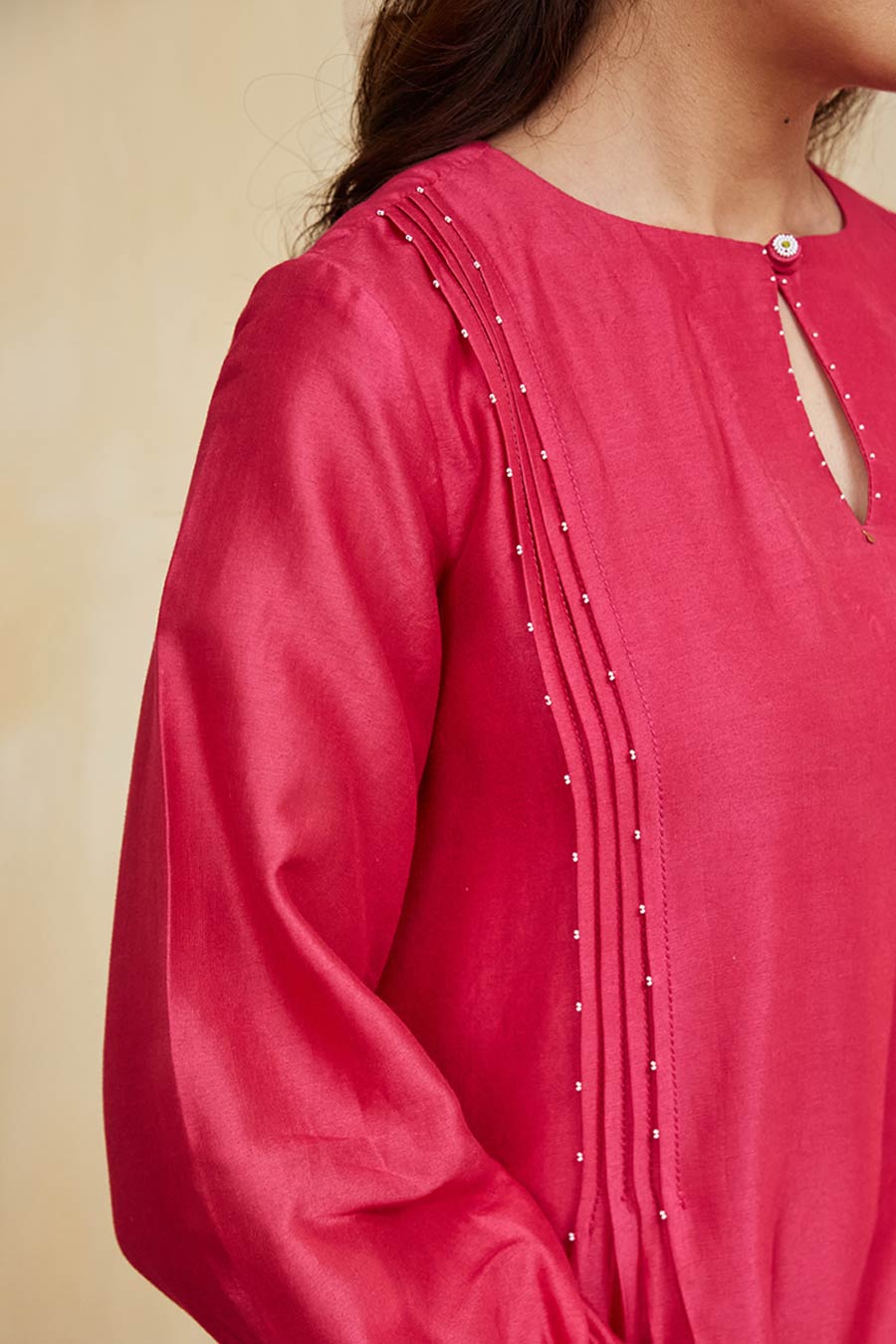 Pink & Off-White Aisha Embellished Kurta Set