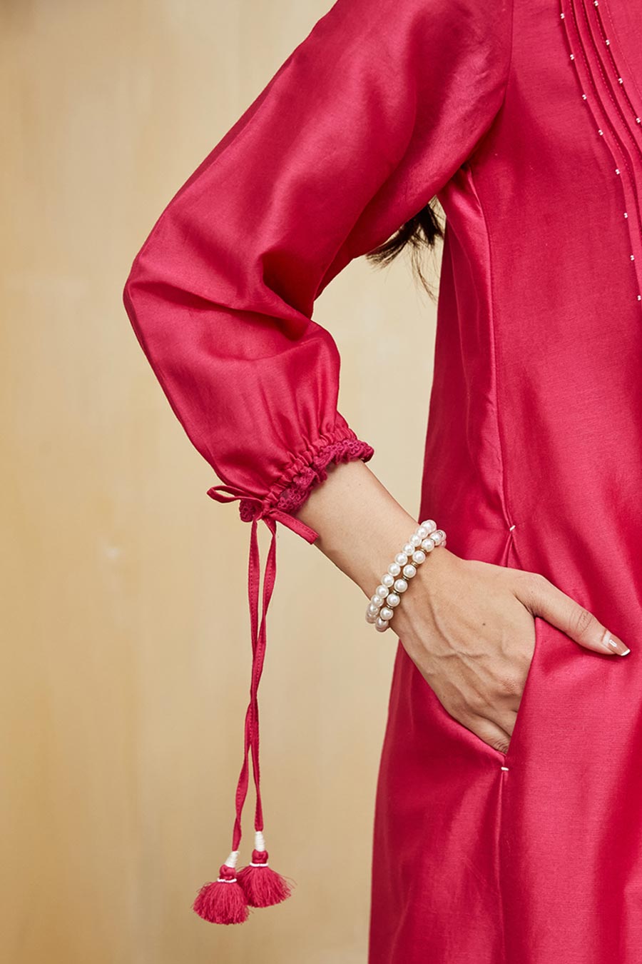 Pink & Off-White Aisha Embellished Kurta Set