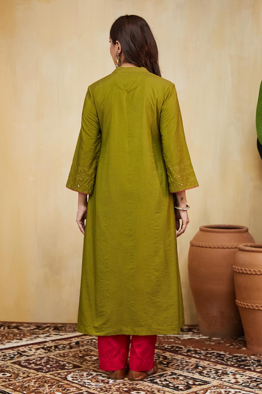 Green & Pink Samara Embellished Kurta Set