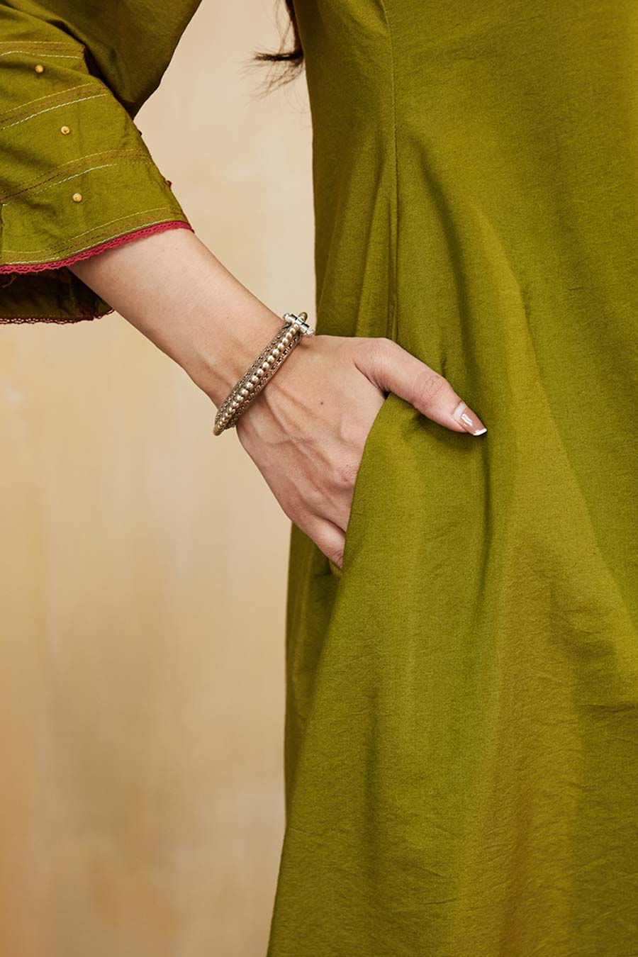 Green & Pink Samara Embellished Kurta Set
