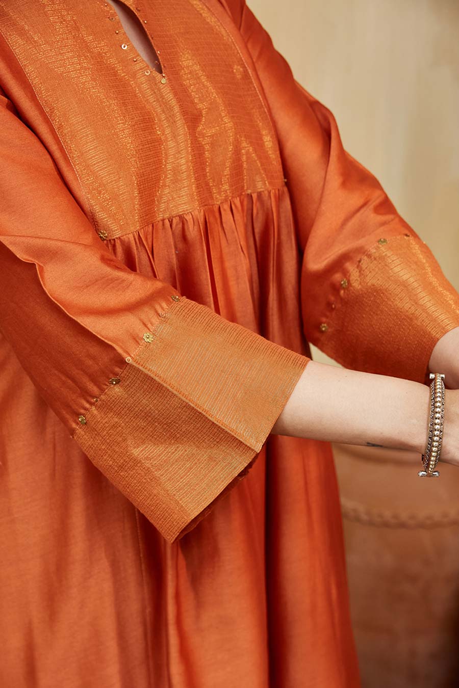 Orange & Beige Giana Embellished Kurta Set