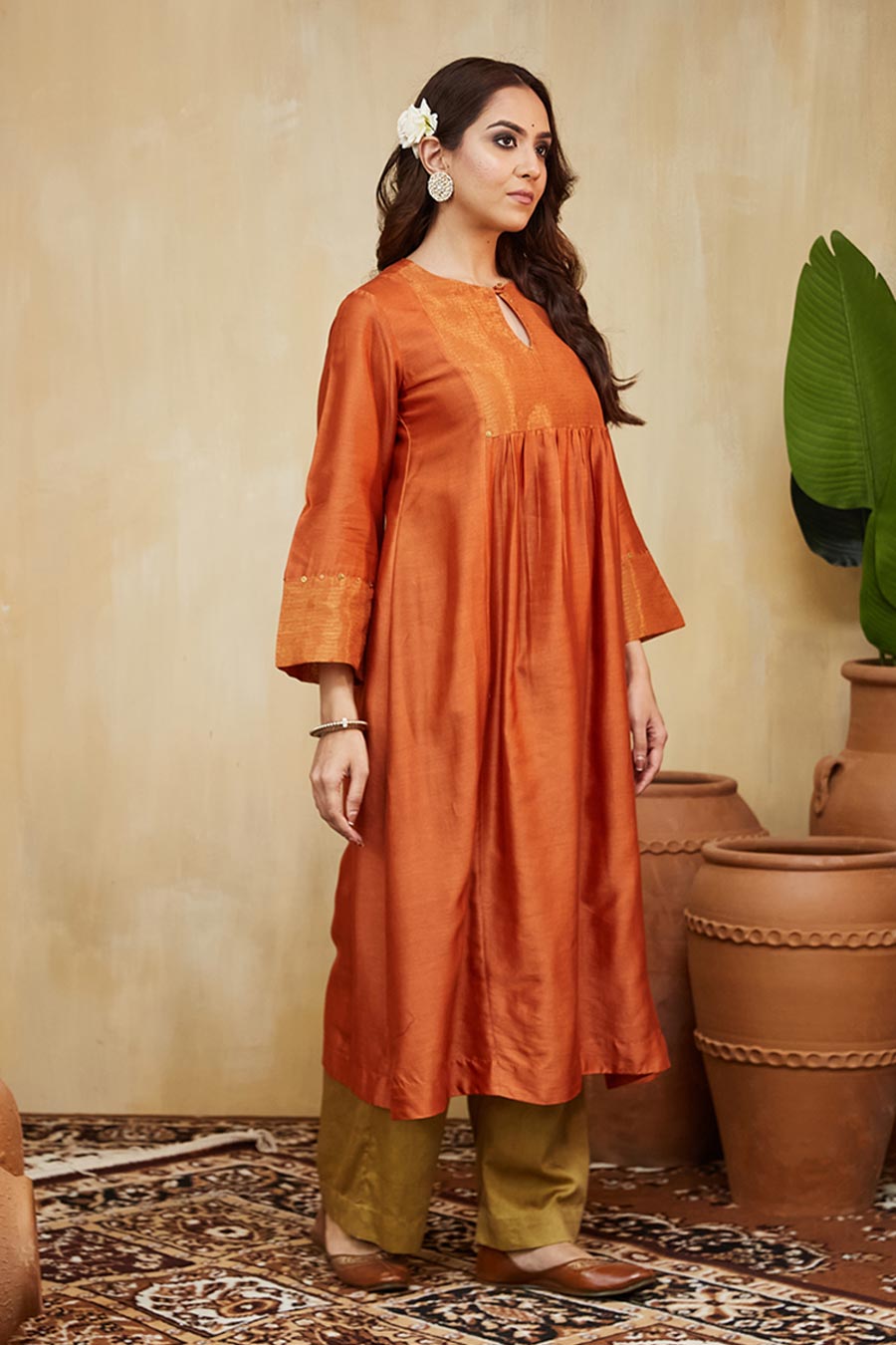 Orange & Beige Giana Embellished Kurta Set