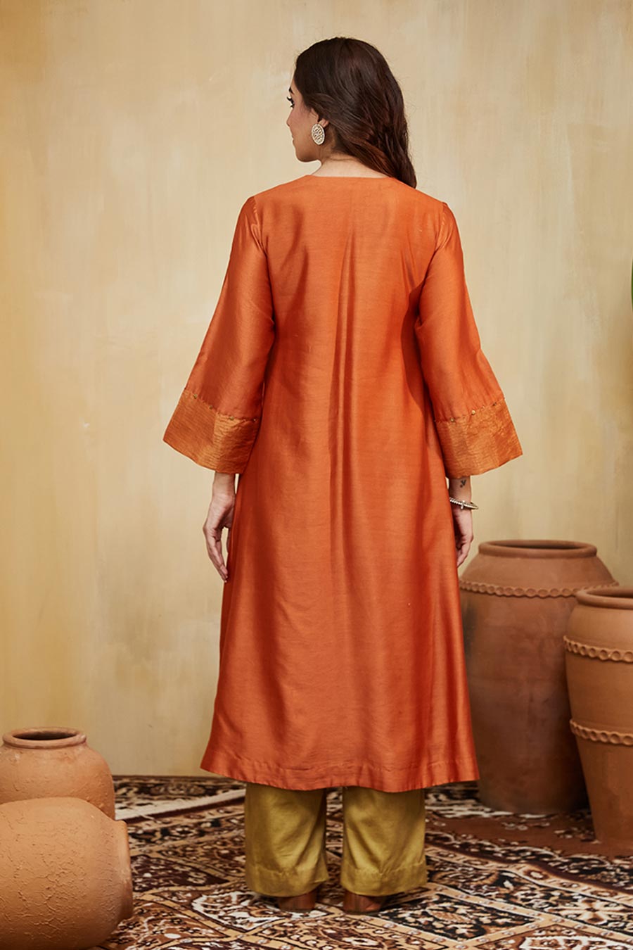 Orange & Beige Giana Embellished Kurta Set