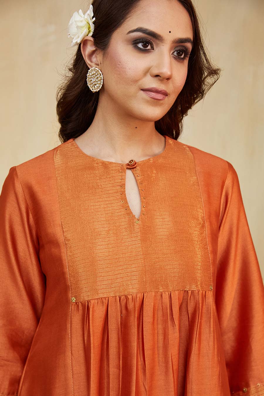 Orange & Beige Giana Embellished Kurta Set