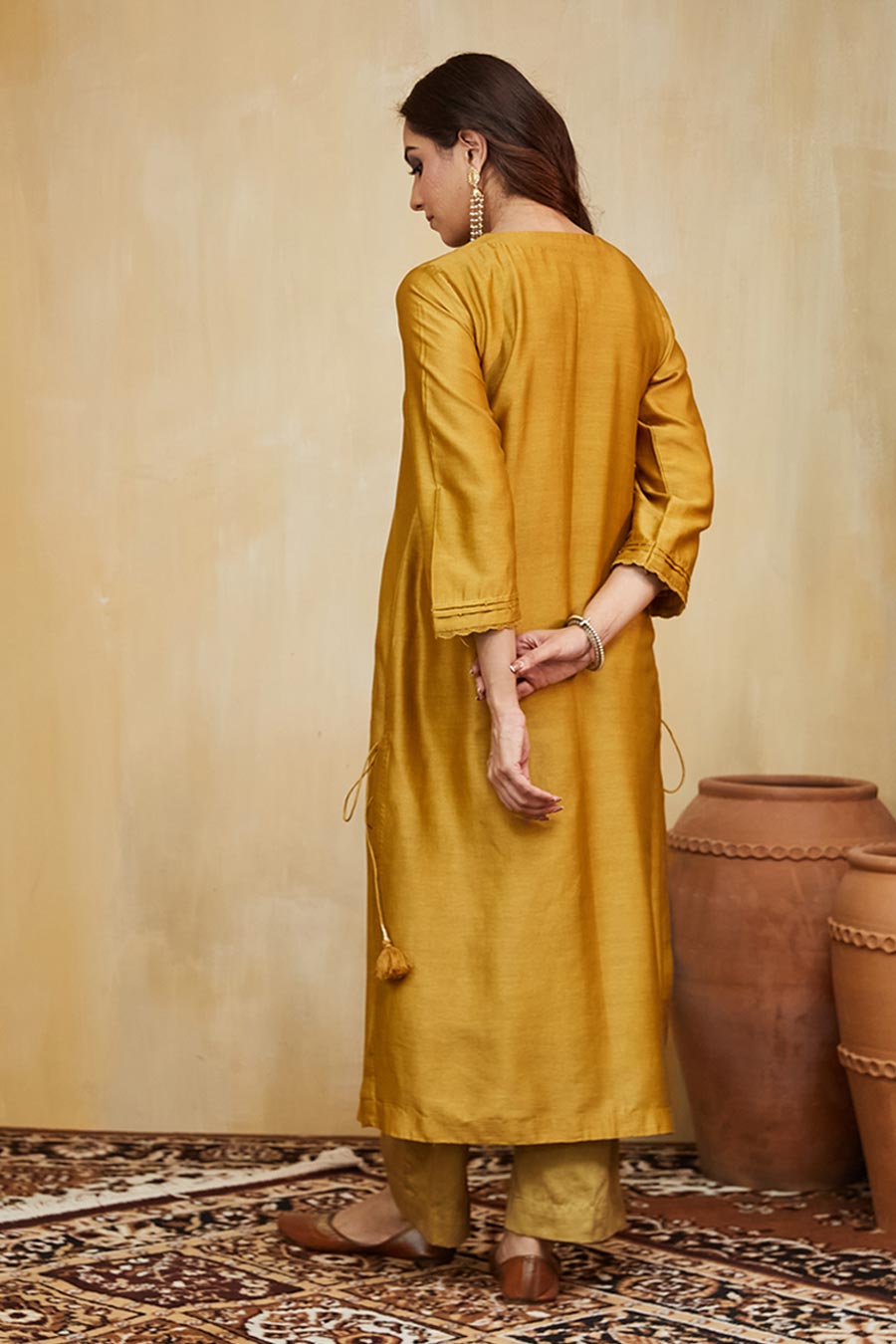 Mustard & Beige Nora Embellished Kurta Set