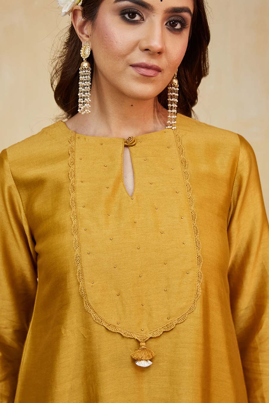 Mustard & Beige Nora Embellished Kurta Set
