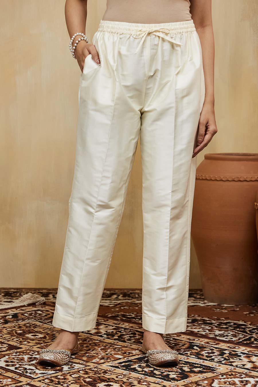 Yellow & Off-White Azra Floral Embroidered Kurta Set