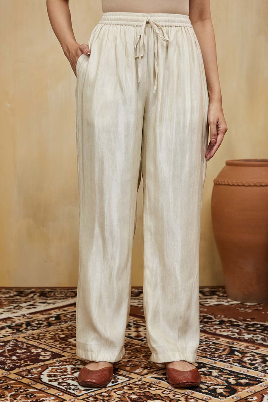 Green & Off-White Nadia Floral Embroidered Kurta Set