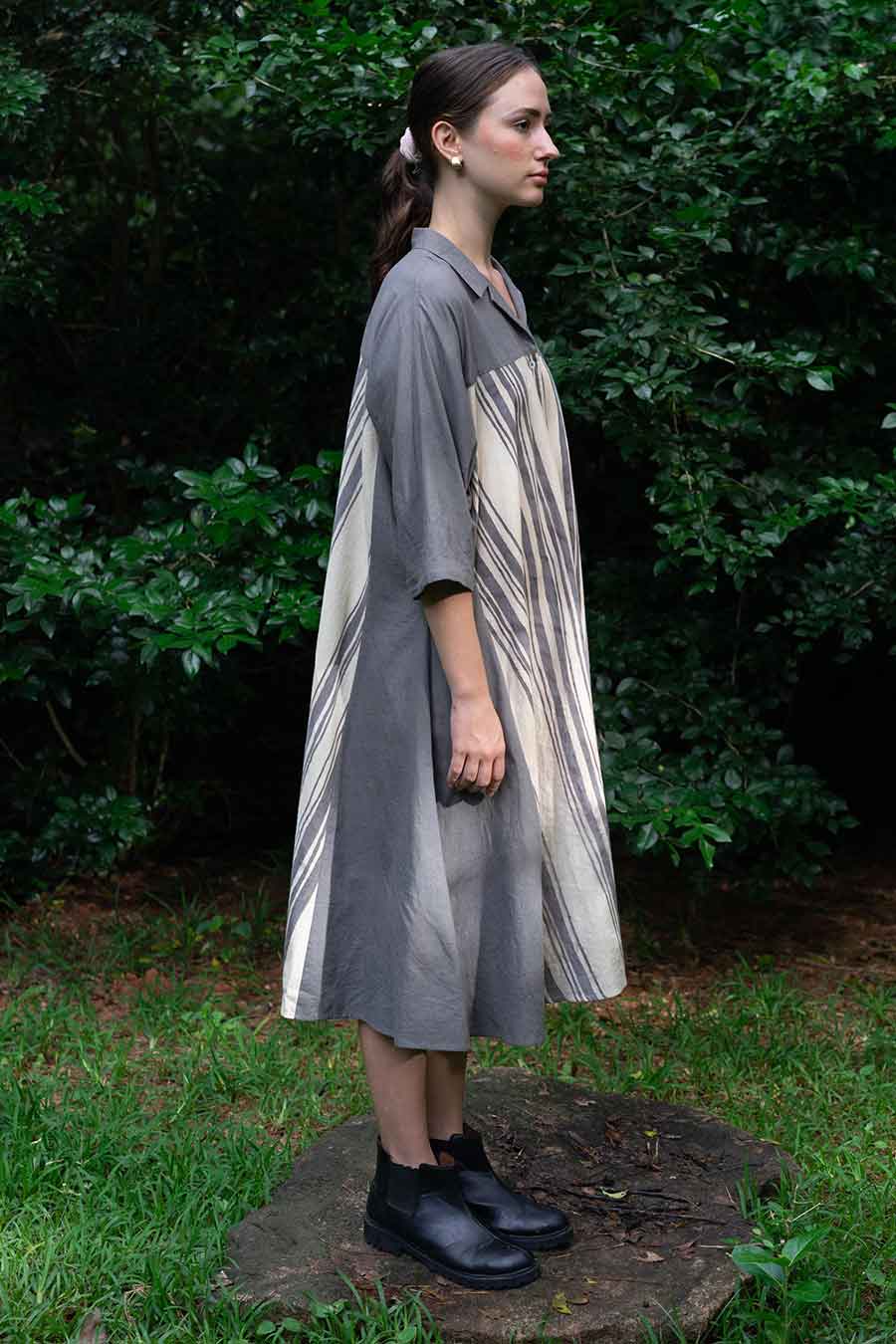 Grey Hand-Painted Midi Dress