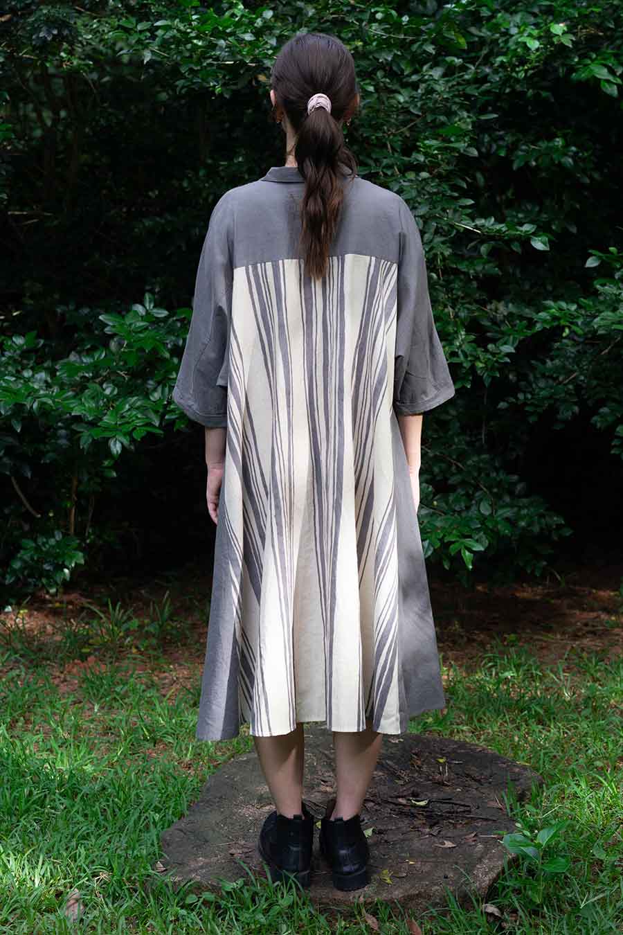 Grey Hand-Painted Midi Dress