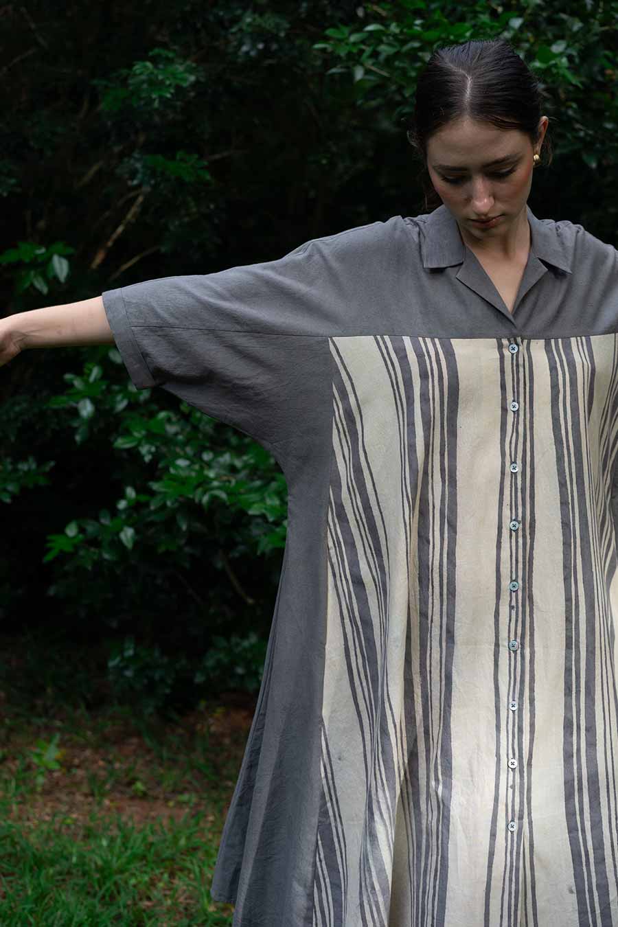 Grey Hand-Painted Midi Dress