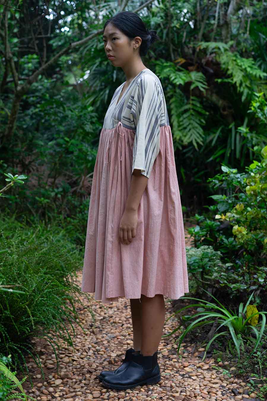 Pink Hand-Painted Midi Dress