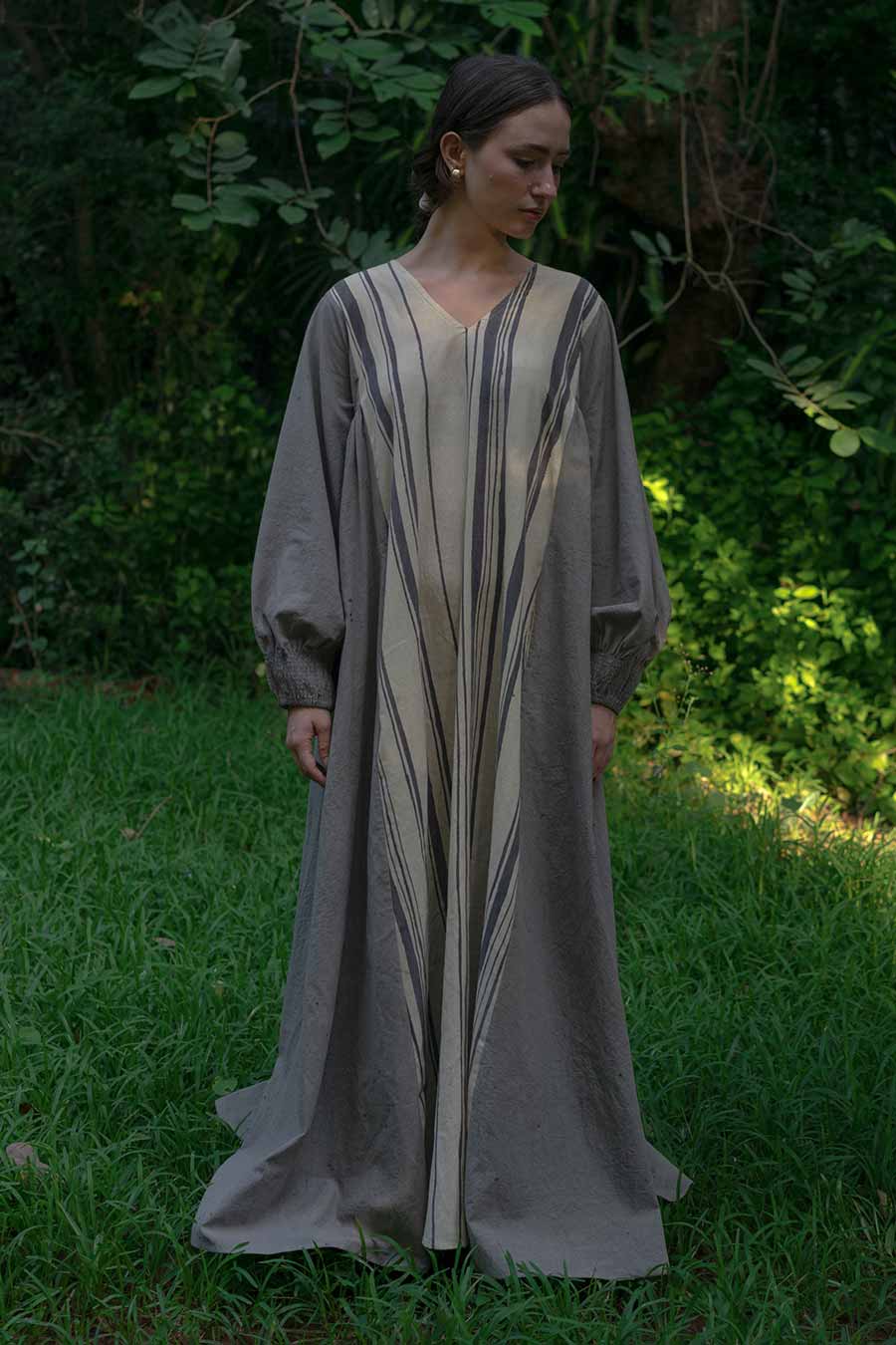 Grey Hand-Painted Long Dress