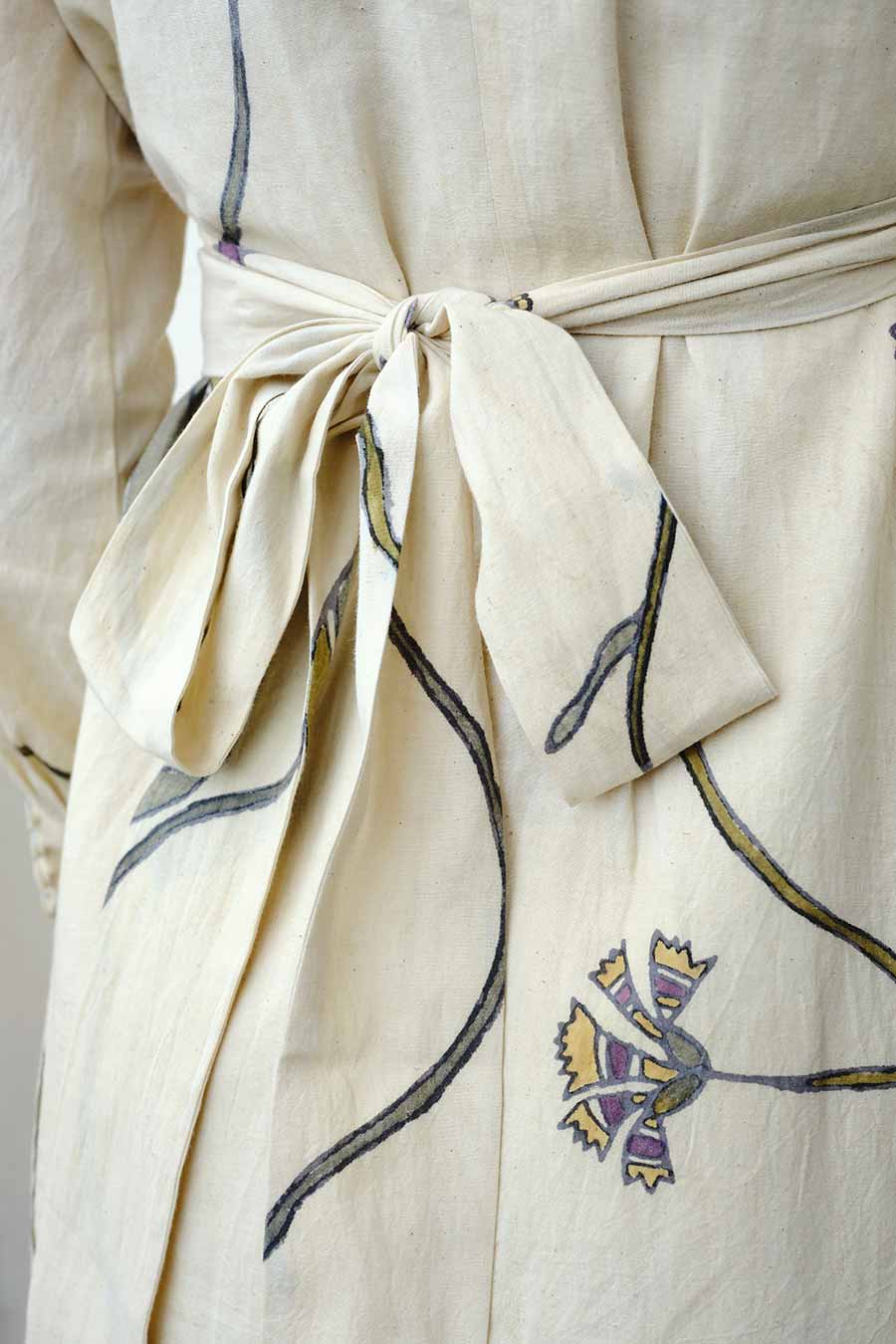 Beige Hand-Painted Overlap Dress