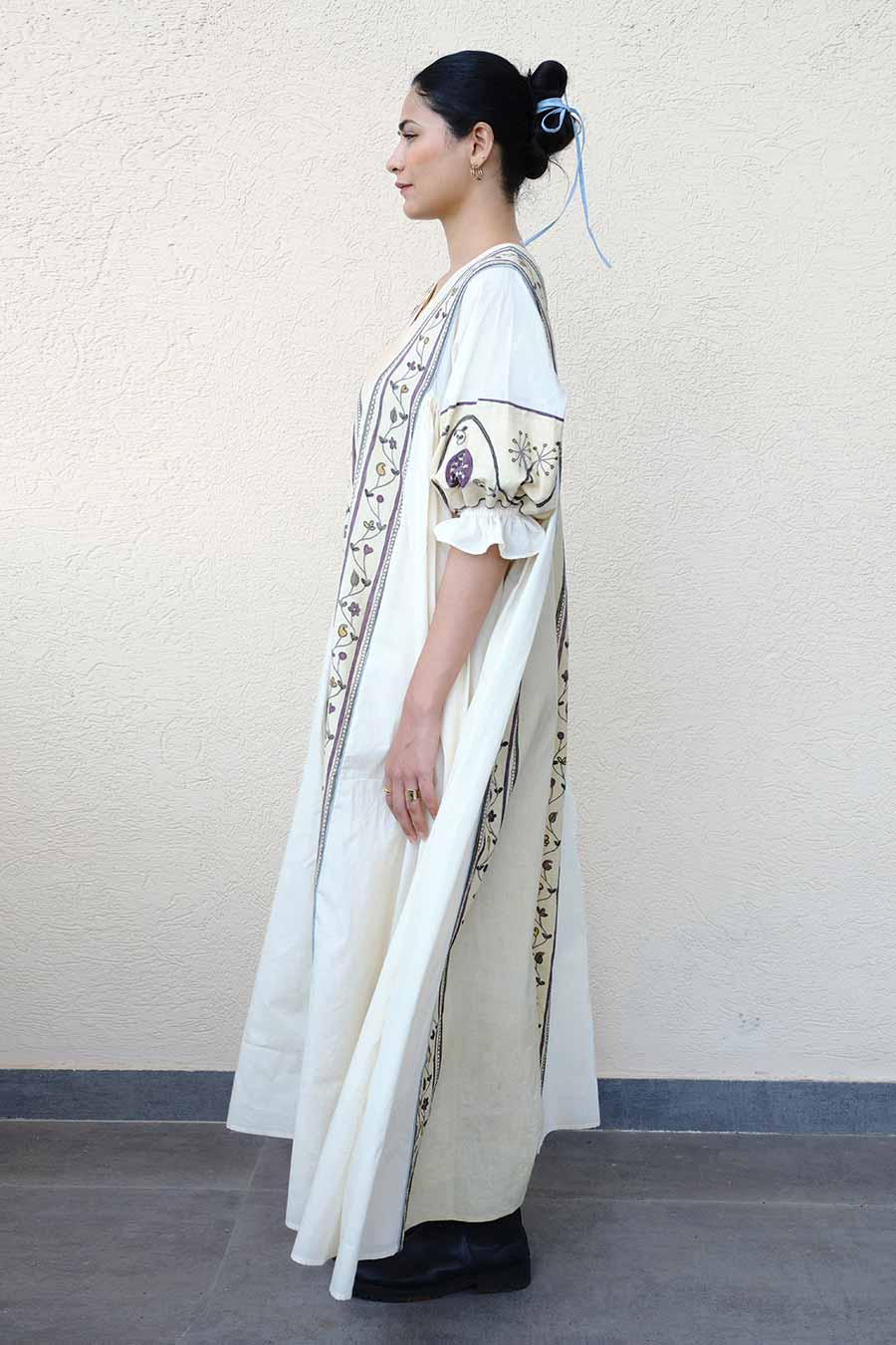 White Hand-Painted Long Dress