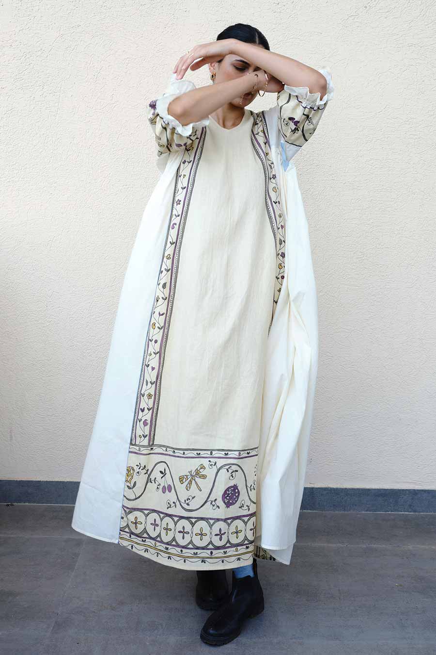 White Hand-Painted Long Dress