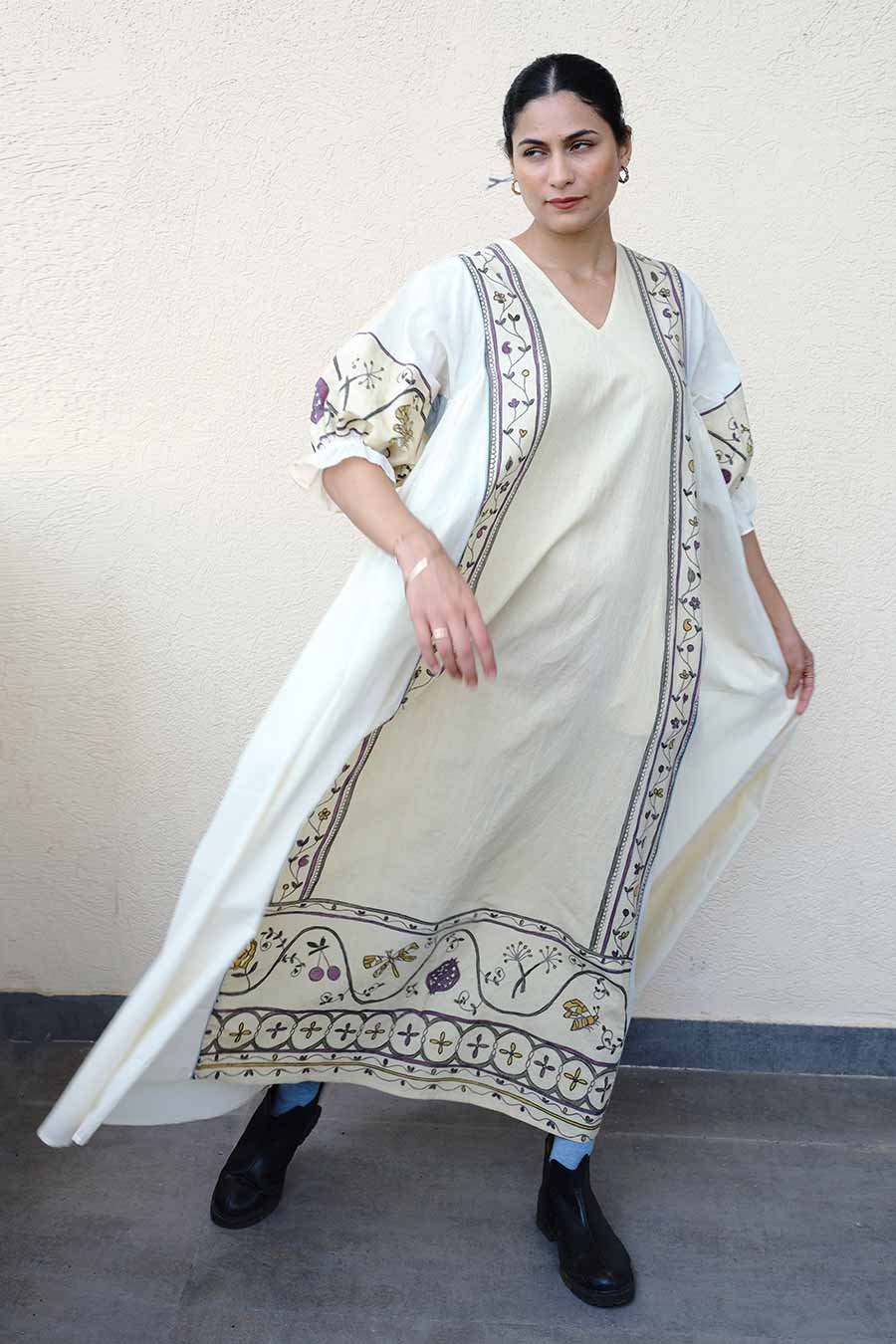 White Hand-Painted Long Dress