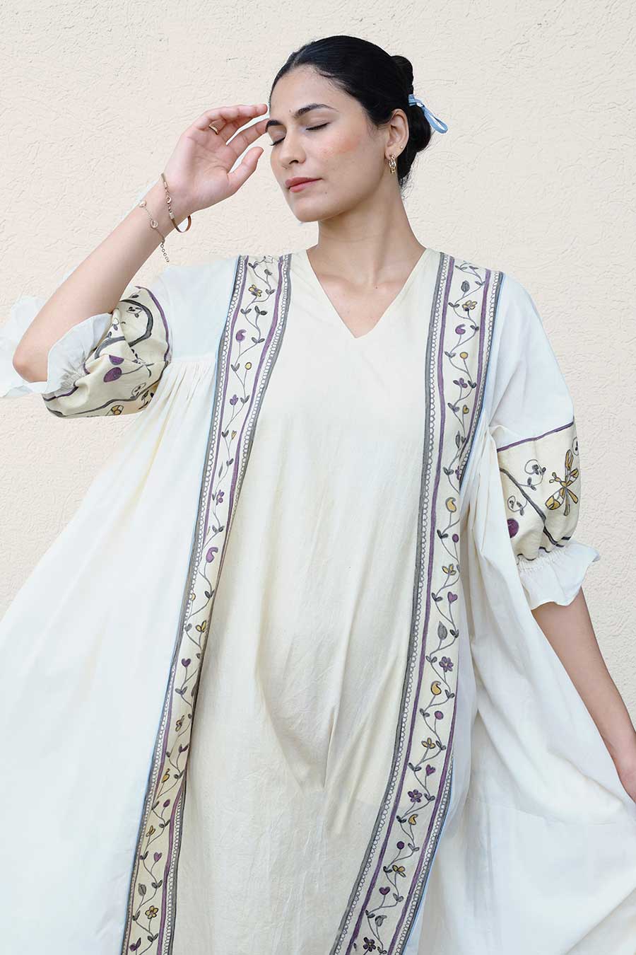 White Hand-Painted Long Dress