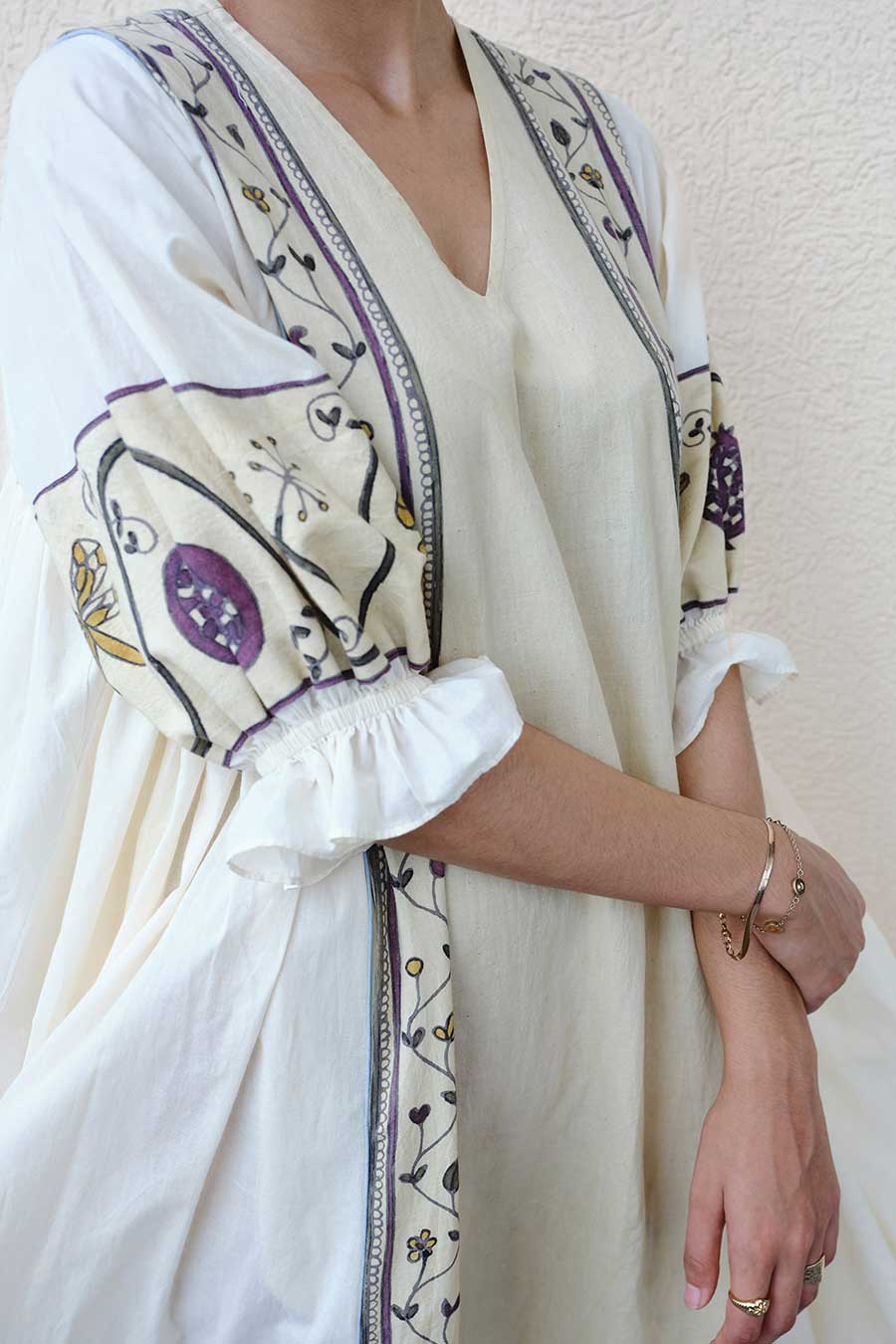White Hand-Painted Long Dress