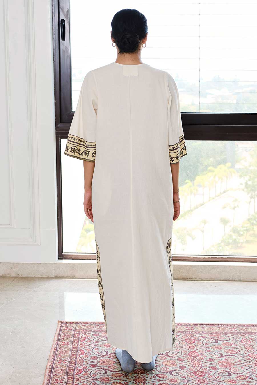Beige Hand-Painted Long Dress