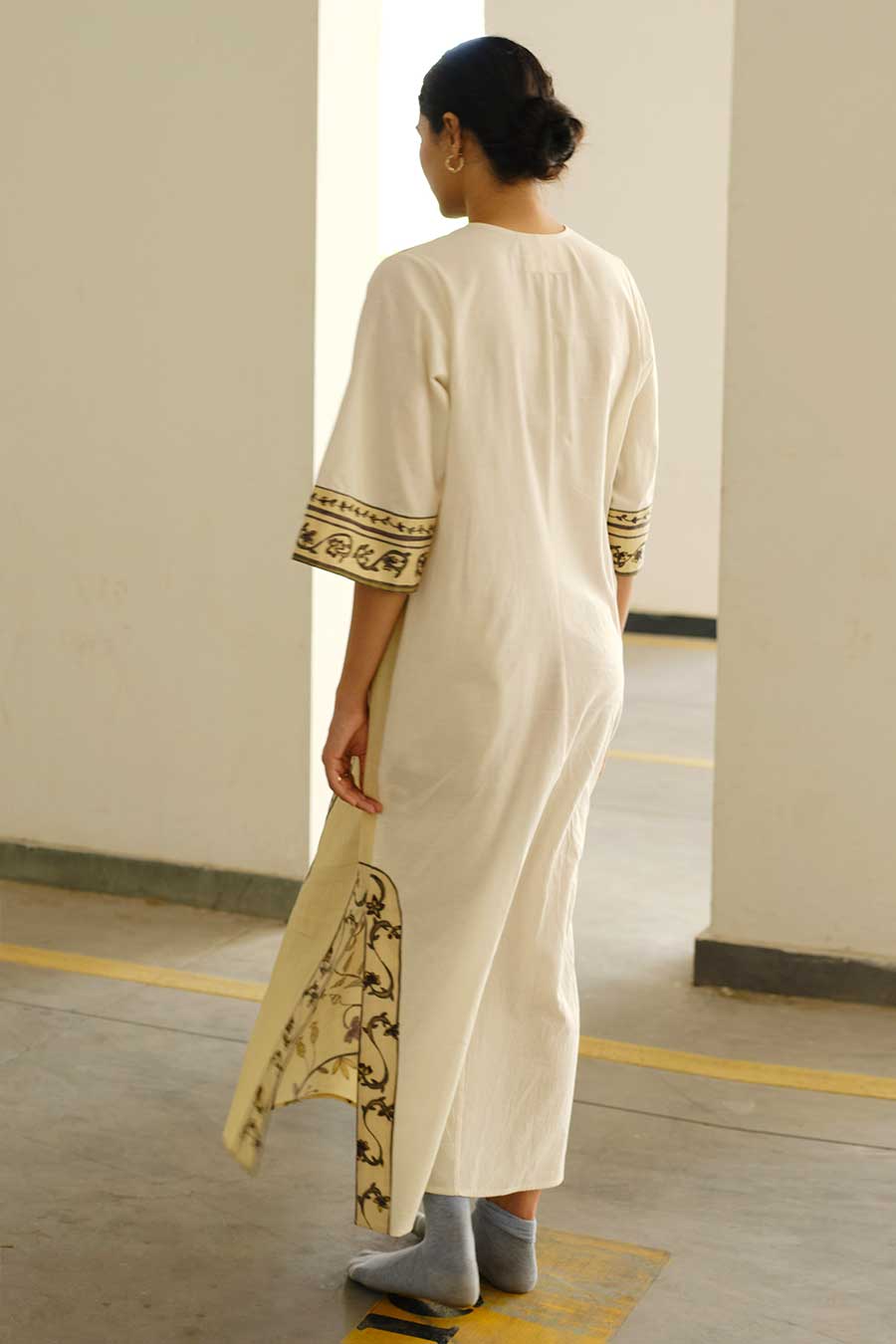 Beige Hand-Painted Long Dress
