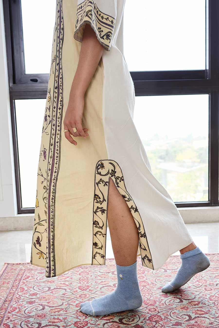 Beige Hand-Painted Long Dress