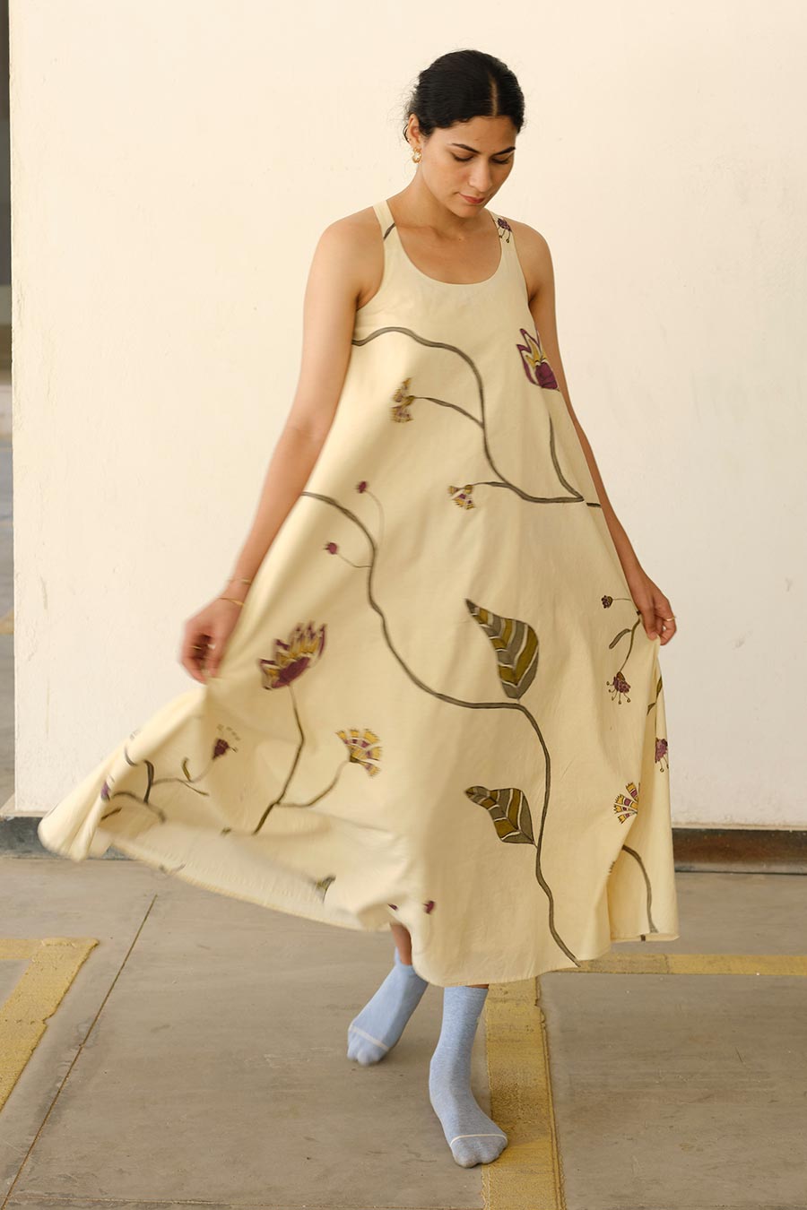 Beige Hand-Painted Dress