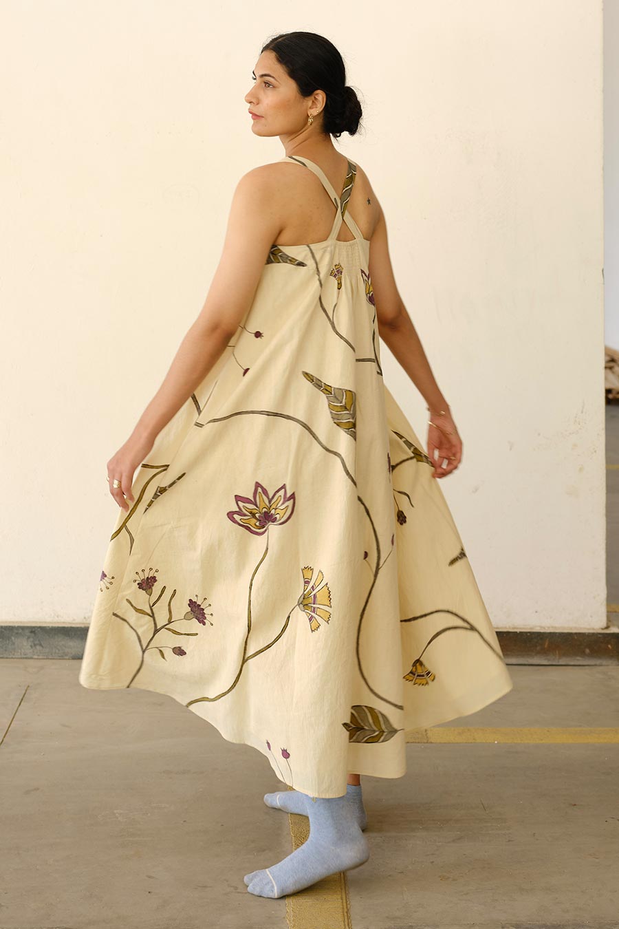 Beige Hand-Painted Dress