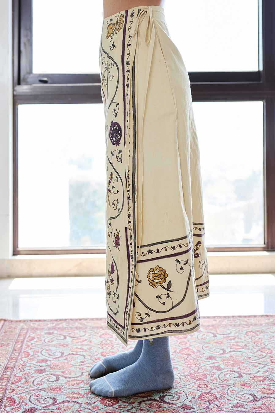 Beige Hand-Painted Skirt
