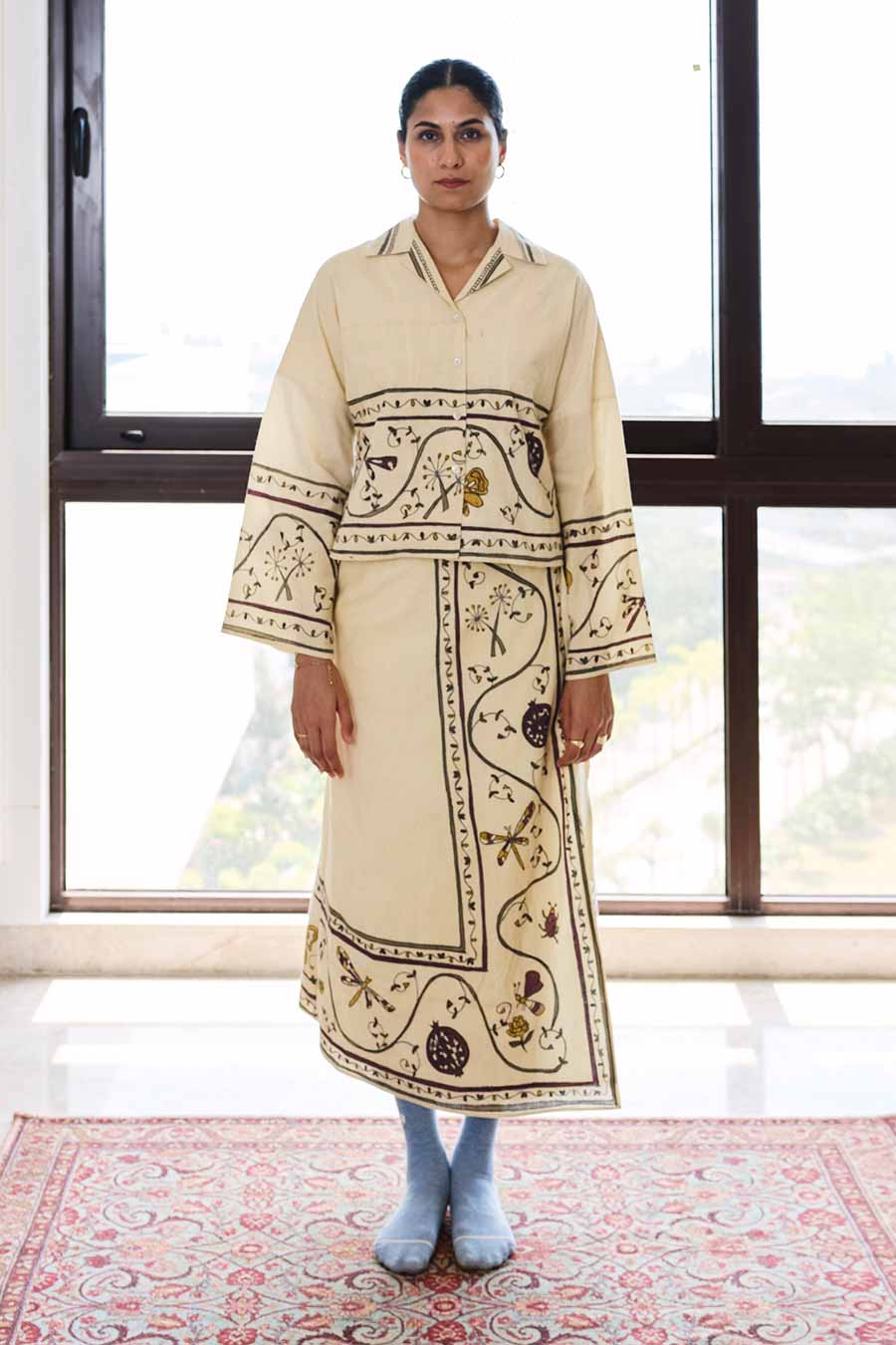 Beige Hand-Painted Skirt
