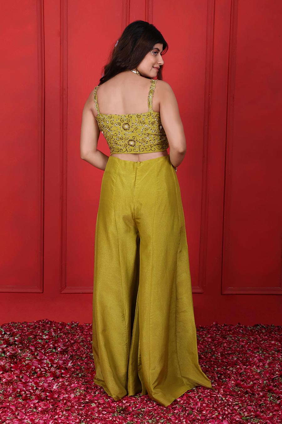 Green Tissue Embroidered Co-Ord Set