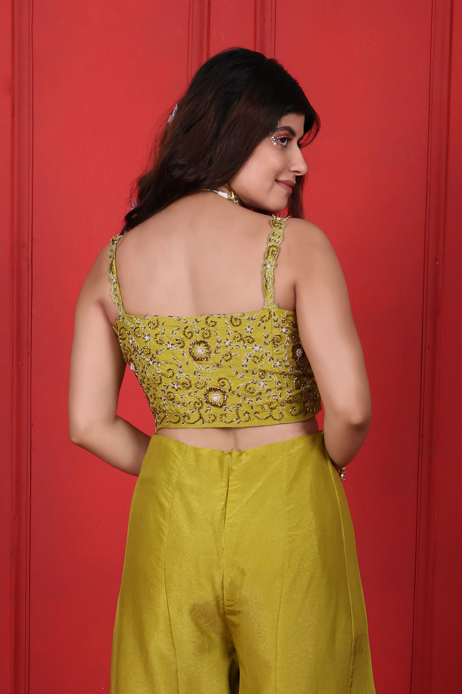 Green Tissue Embroidered Co-Ord Set