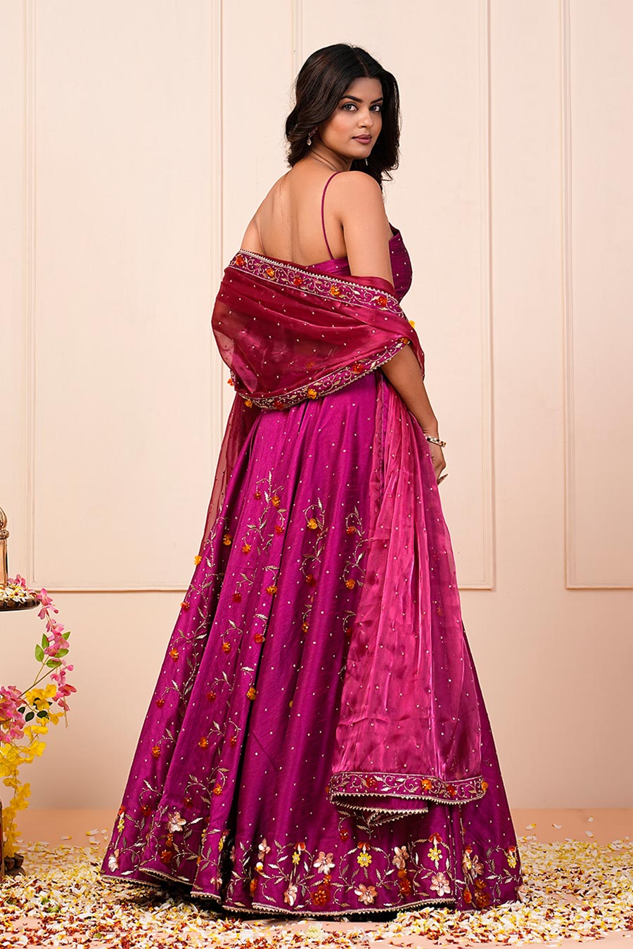 Pink Silk Organza Embellished Lehenga Set With Dupatta