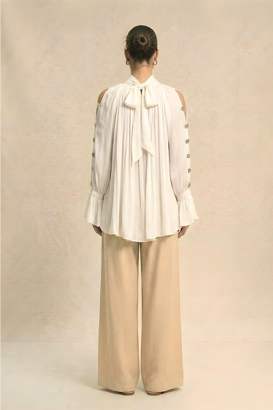 Ivory Cold Shoulder Coin Embellished Top