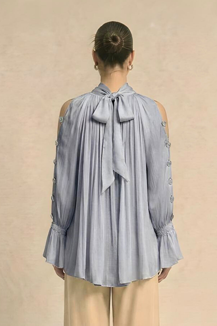 Steel Grey Cold Shoulder Coin Embellished Top