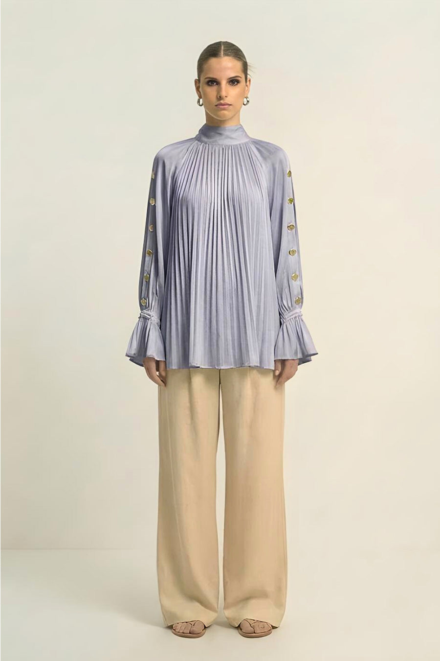 Steel Grey Cold Shoulder Coin Embellished Top