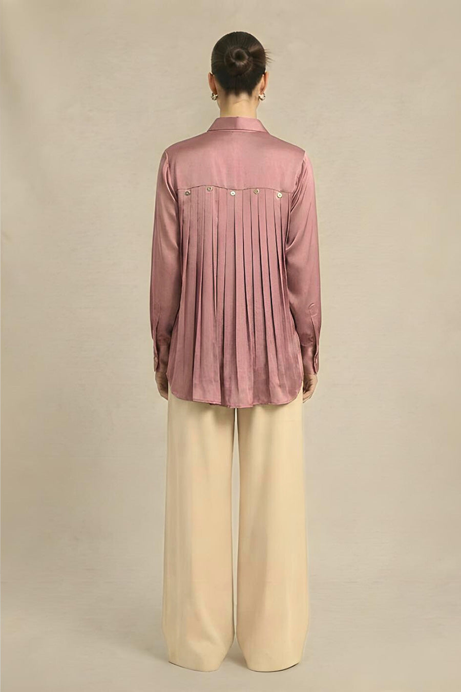 Brick Red Pleated Coin Embellished Shirt