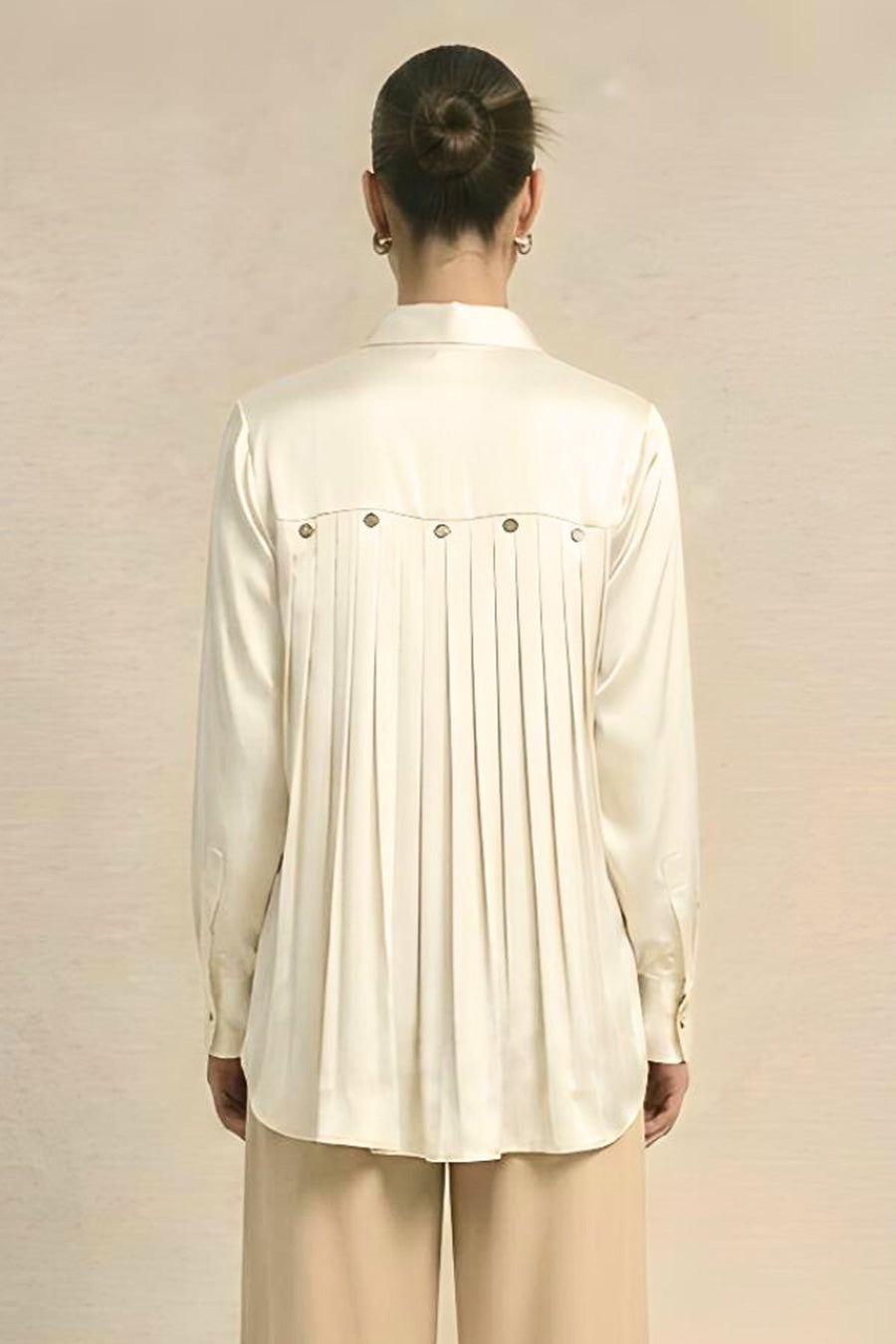 Ivory Pleated Coin Embellished Shirt